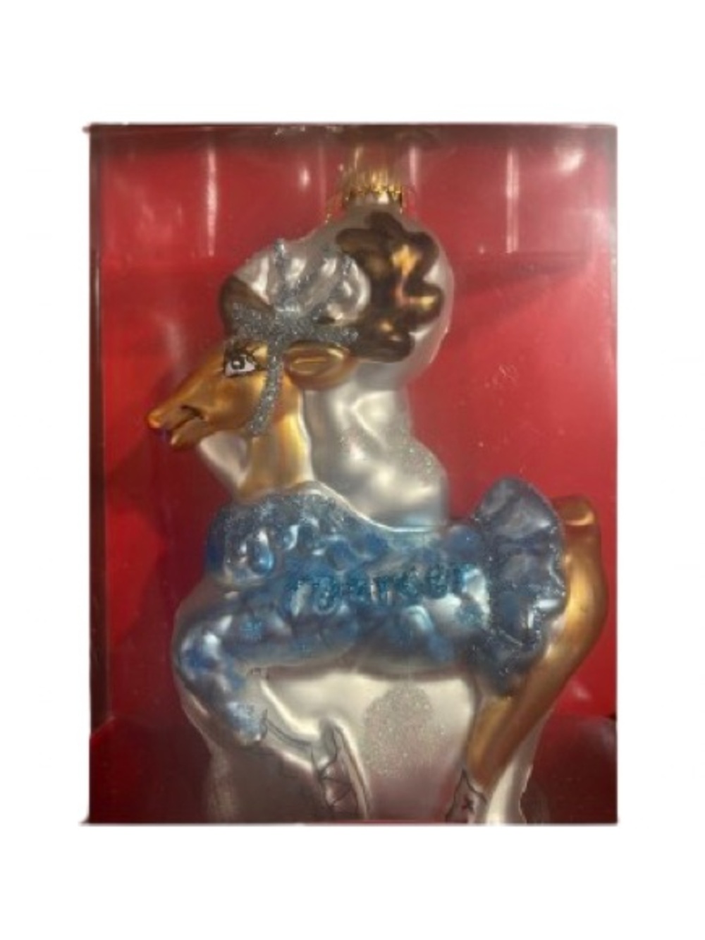 Christmas tree ornament-Dancer,Santa's Reindeer Glass- Hand painted by artisans.